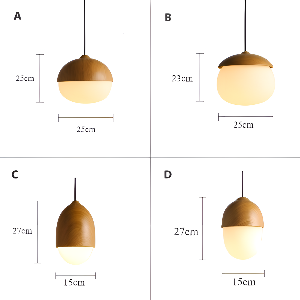 AcornNut Pendelleuchte - E27 Vintage Hängelampe mit Mattiertem Glasschirm