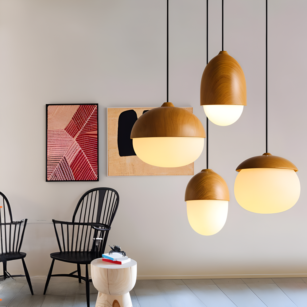 AcornNut Pendelleuchte - E27 Vintage Hängelampe mit Mattiertem Glasschirm