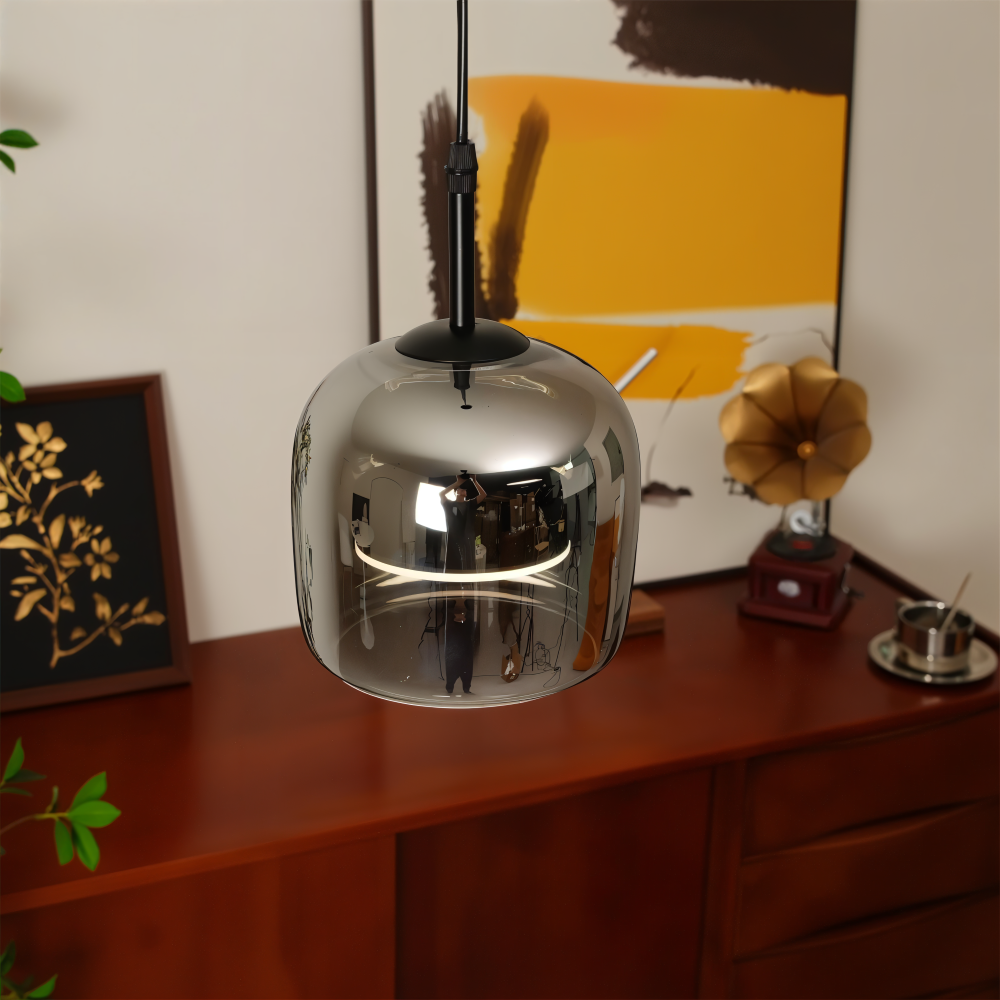 Acro Pendelleuchte - Schwarzes Grau Droplight - Indoor Glas Hängelampe