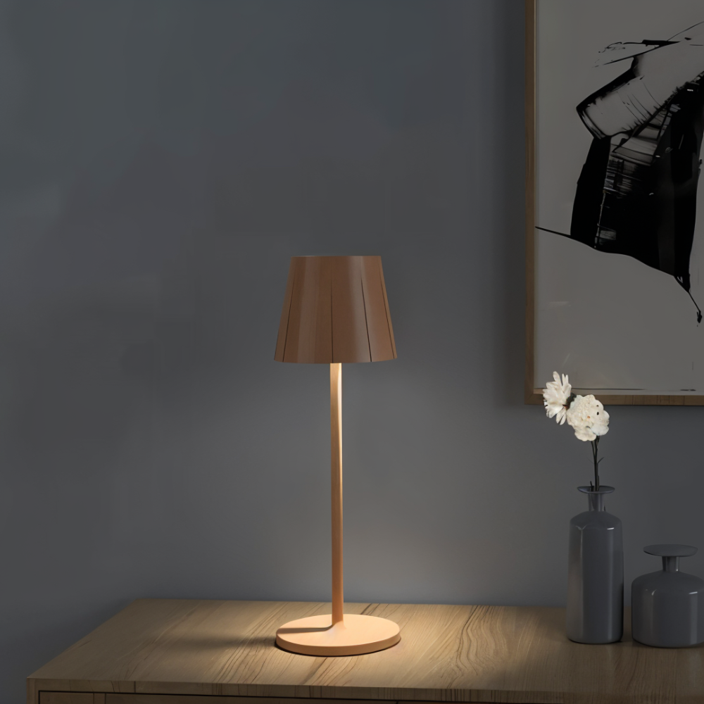 AcrylLume - Kabellose LED-Tischlampe mit Plissee-Inspiration