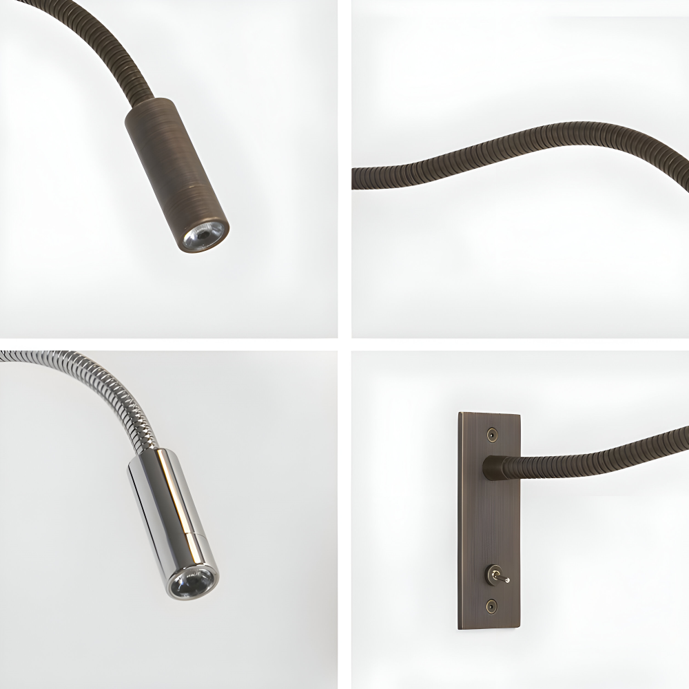 Verstellbare Wandleuchte mit Gebogenem Arm und Flexiblem Hals