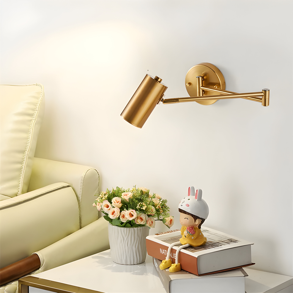 Adjustible Arm Wandleuchte - Flexible Gold & Schwarz Wandlampe - Wandlampen Design für Schlafzimmer