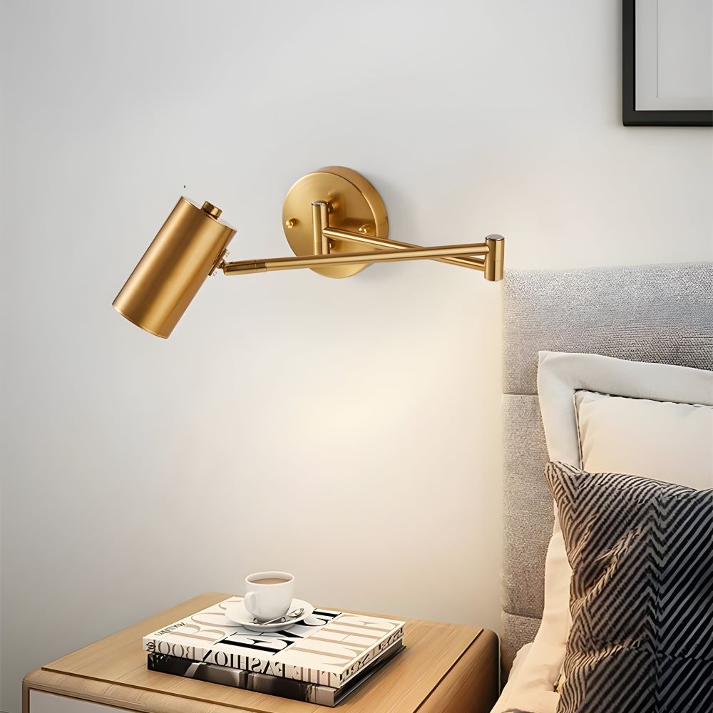 Adjustible Arm Wandleuchte - Flexible Gold & Schwarz Wandlampe - Wandlampen Design für Schlafzimmer