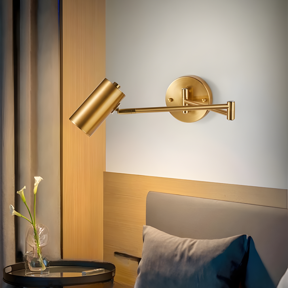 Adjustible Arm Wandleuchte - Flexible Gold & Schwarz Wandlampe - Wandlampen Design für Schlafzimmer