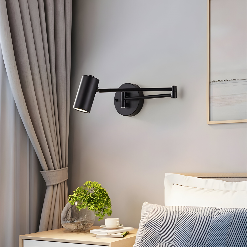 Adjustible Arm Wandleuchte - Flexible Gold & Schwarz Wandlampe - Wandlampen Design für Schlafzimmer