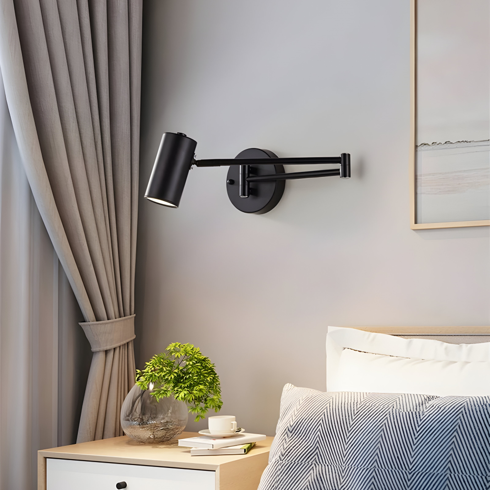 Adjustible Arm Wandleuchte - Flexible Gold & Schwarz Wandlampe - Wandlampen Design für Schlafzimmer