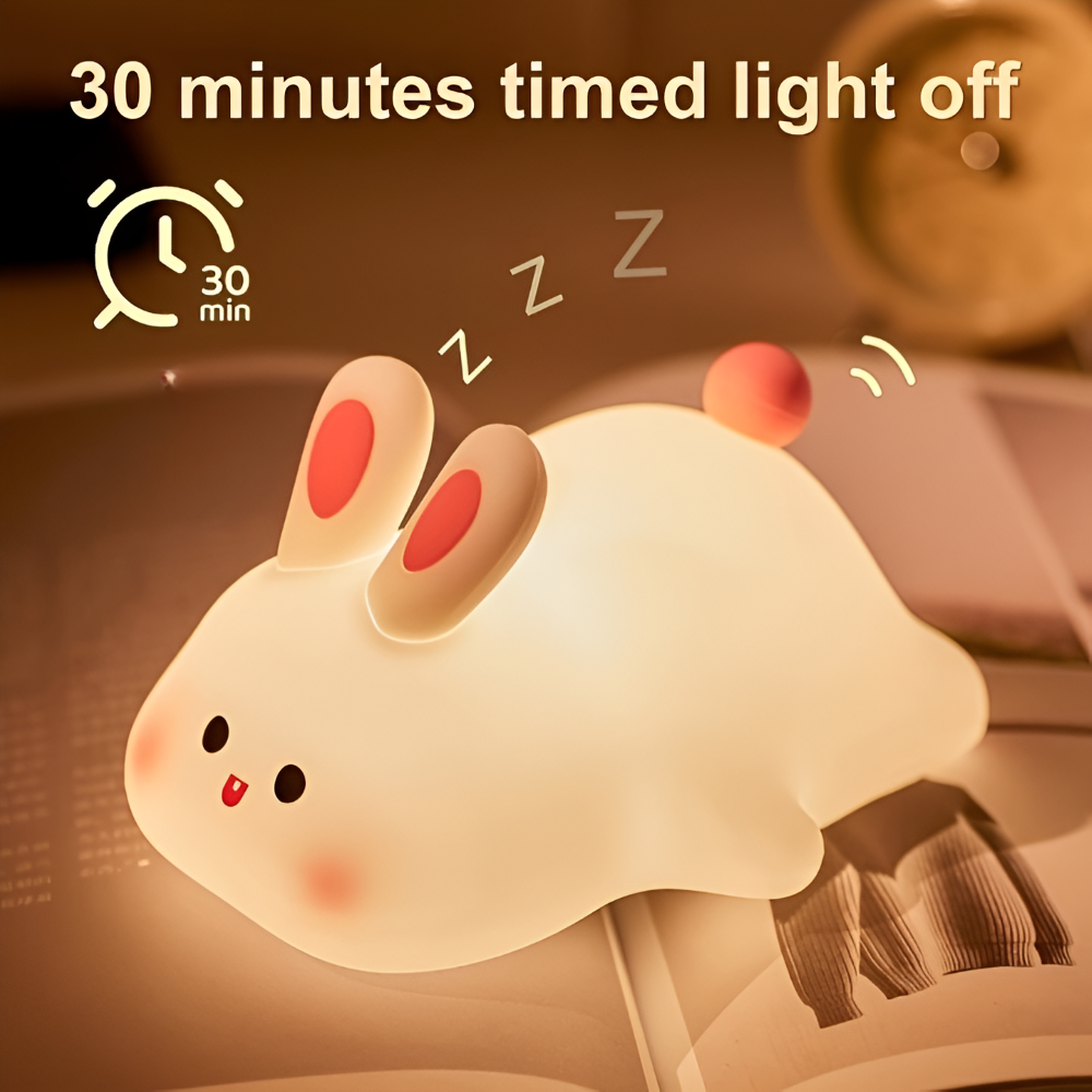 Entzückendes Kaninchenförmig aus Silikon LED Nachtlicht - Verstellbares Kinder Nachtlicht mit Touch-Steuerung