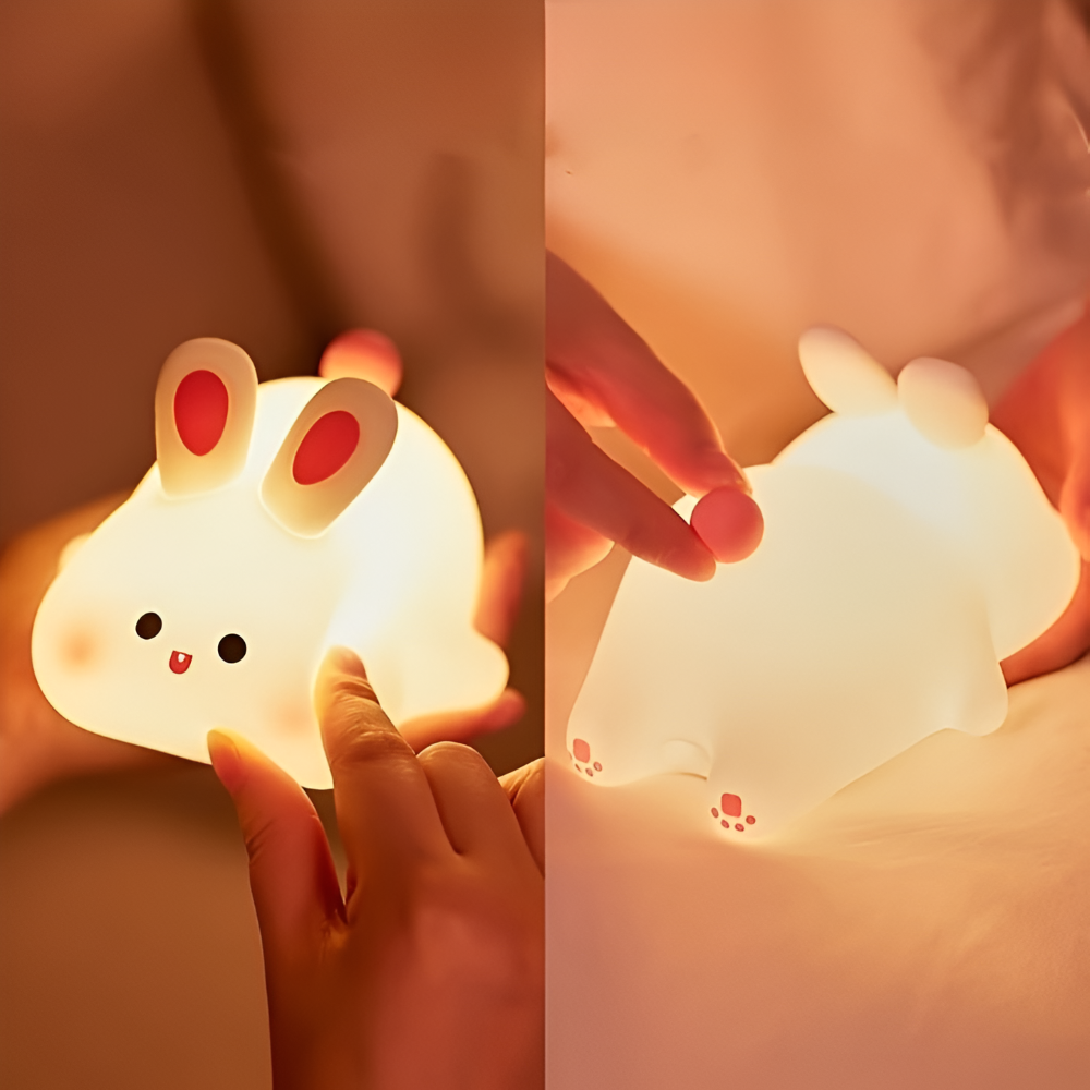 Entzückendes Kaninchenförmig aus Silikon LED Nachtlicht - Verstellbares Kinder Nachtlicht mit Touch-Steuerung