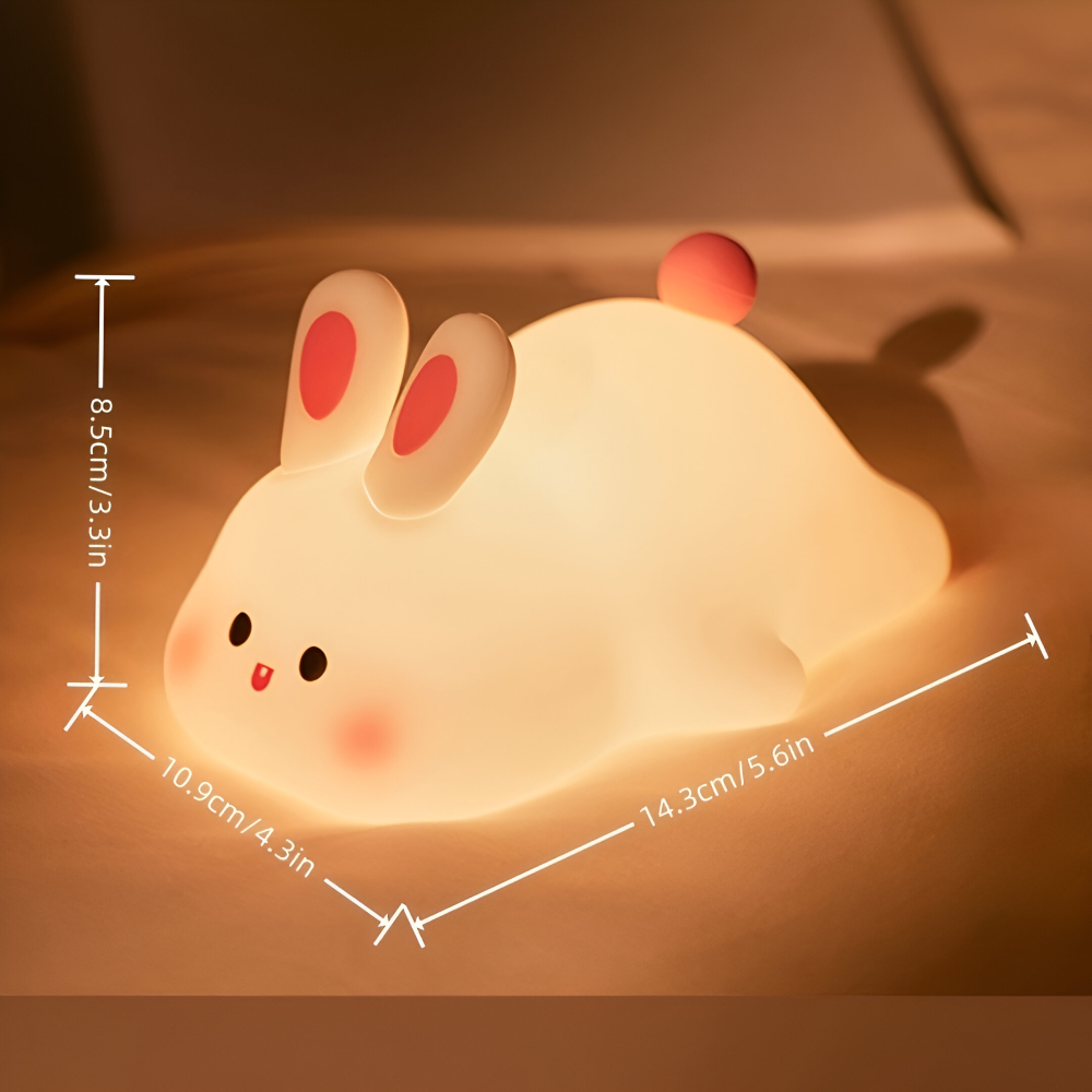 Entzückendes Kaninchenförmig aus Silikon LED Nachtlicht - Verstellbares Kinder Nachtlicht mit Touch-Steuerung