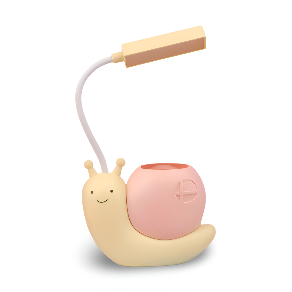Adorable Snail Shaped LED Schreibtischlampe - Wiederaufladbare USB Tischlampe - Augenfreundliches Nachtlicht, Praktischer Stiftehalter