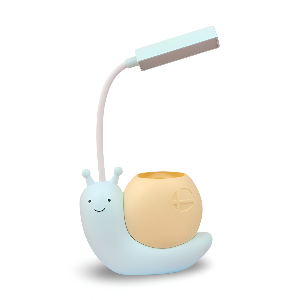 Adorable Snail Shaped LED Schreibtischlampe - Wiederaufladbare USB Tischlampe - Augenfreundliches Nachtlicht, Praktischer Stiftehalter