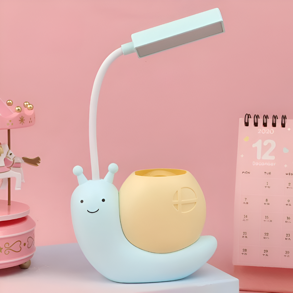 Adorable Snail Shaped LED Schreibtischlampe - Wiederaufladbare USB Tischlampe - Augenfreundliches Nachtlicht, Praktischer Stiftehalter