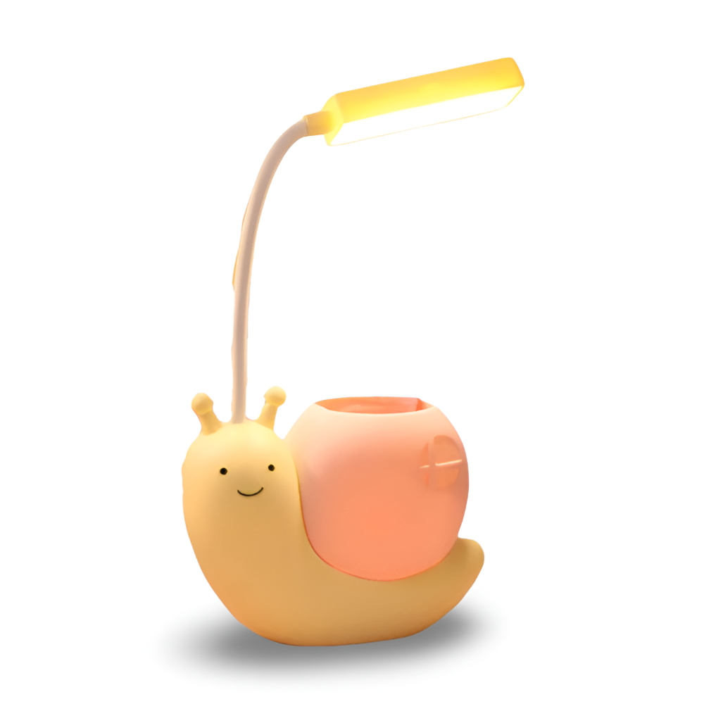 Adorable Snail Shaped LED Schreibtischlampe - Wiederaufladbare USB Tischlampe - Augenfreundliches Nachtlicht, Praktischer Stiftehalter