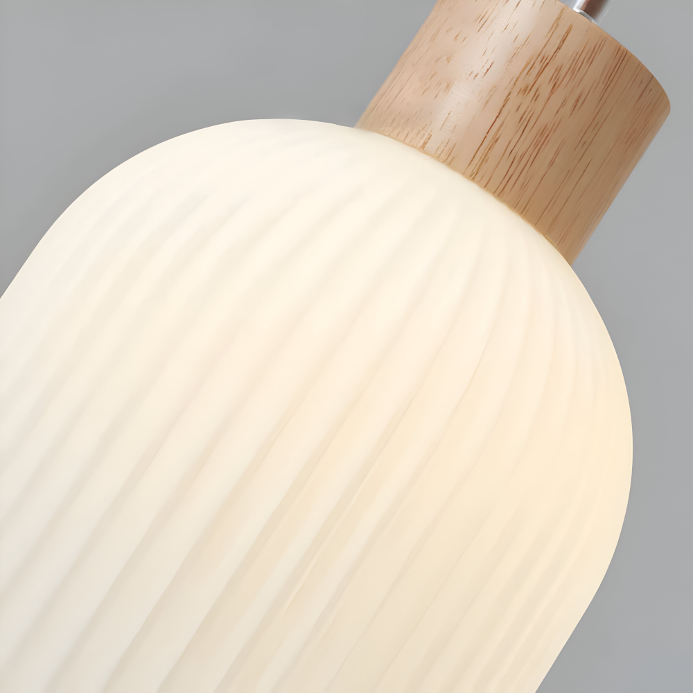 AkariLuxe Pendelleuchte - Elegante Japanische Milky Weiß Gerippte Glas Hängelampe