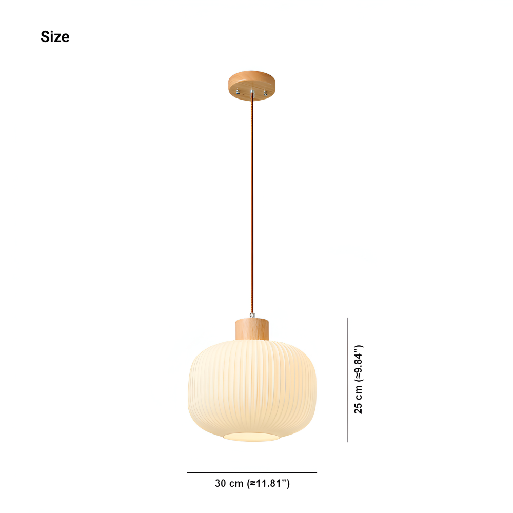 AkariLuxe Pendelleuchte - Elegante Japanische Milky Weiß Gerippte Glas Hängelampe