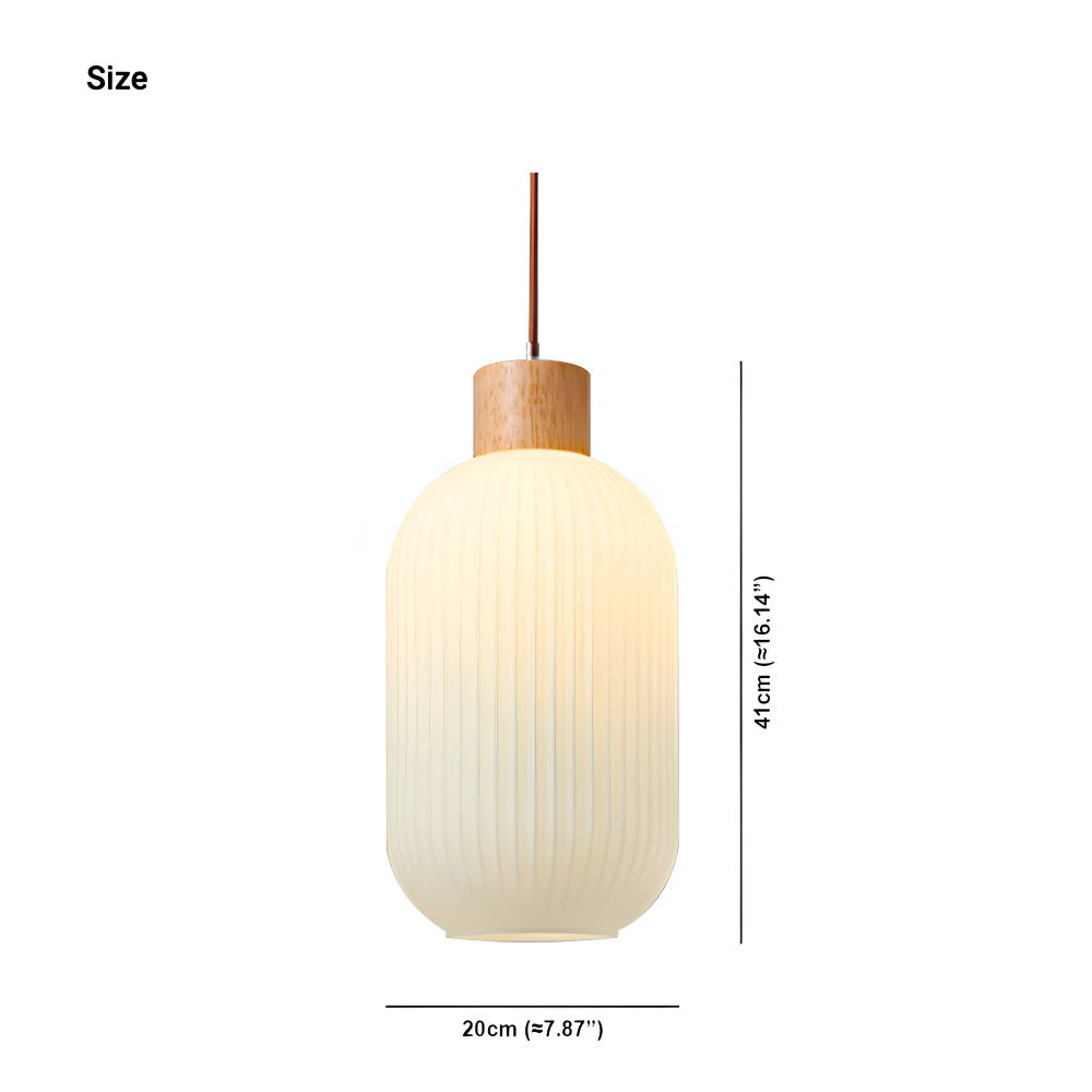 AkariLuxe Pendelleuchte - Elegante Japanische Milky Weiß Gerippte Glas Hängelampe