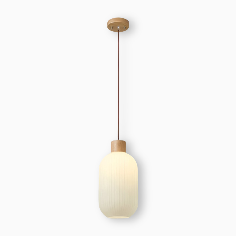 AkariLuxe Pendelleuchte - Elegante Japanische Milky Weiß Gerippte Glas Hängelampe
