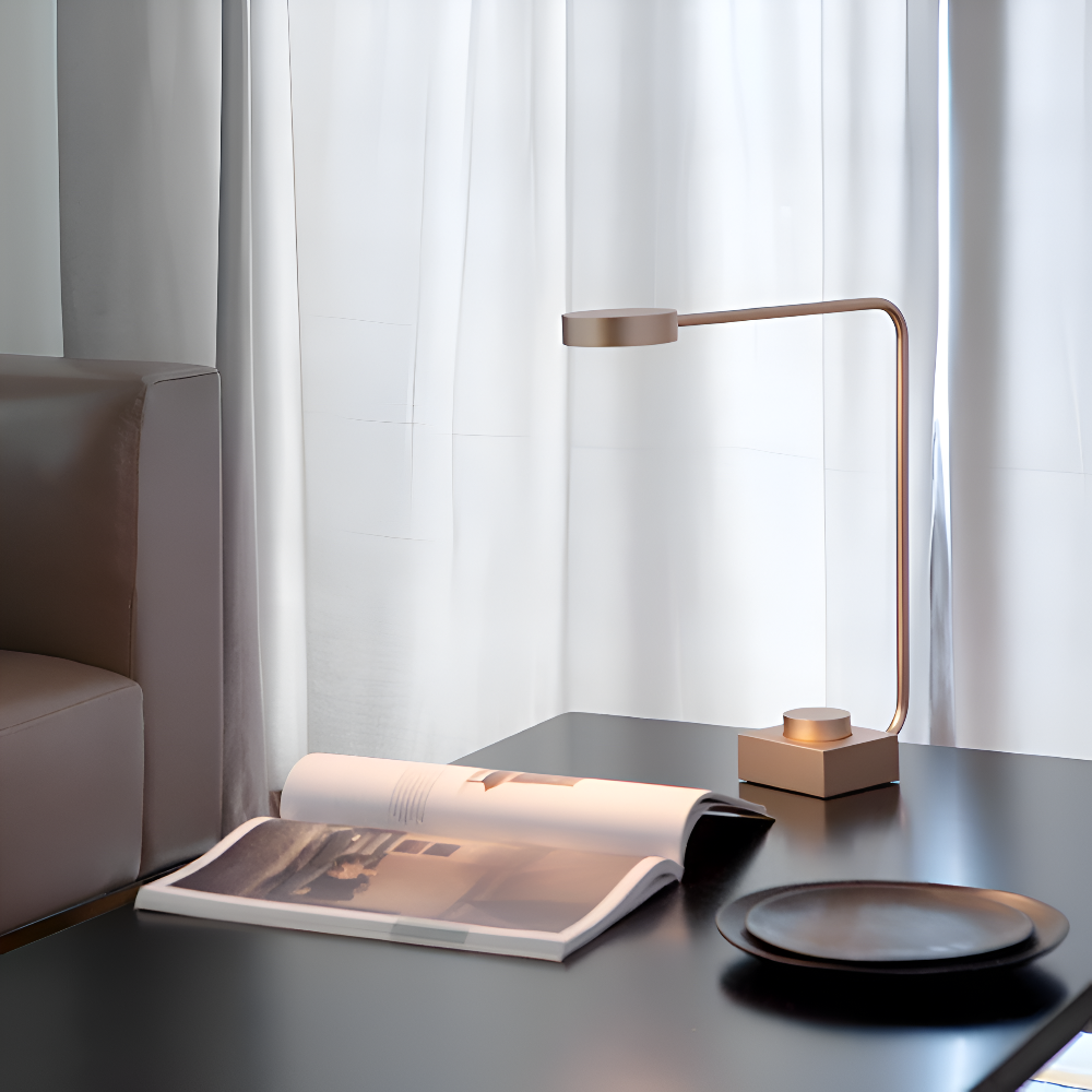 Aluminium Schreibtischlampe - Dimmbare LED-Leuchte mit geschwungenem Design