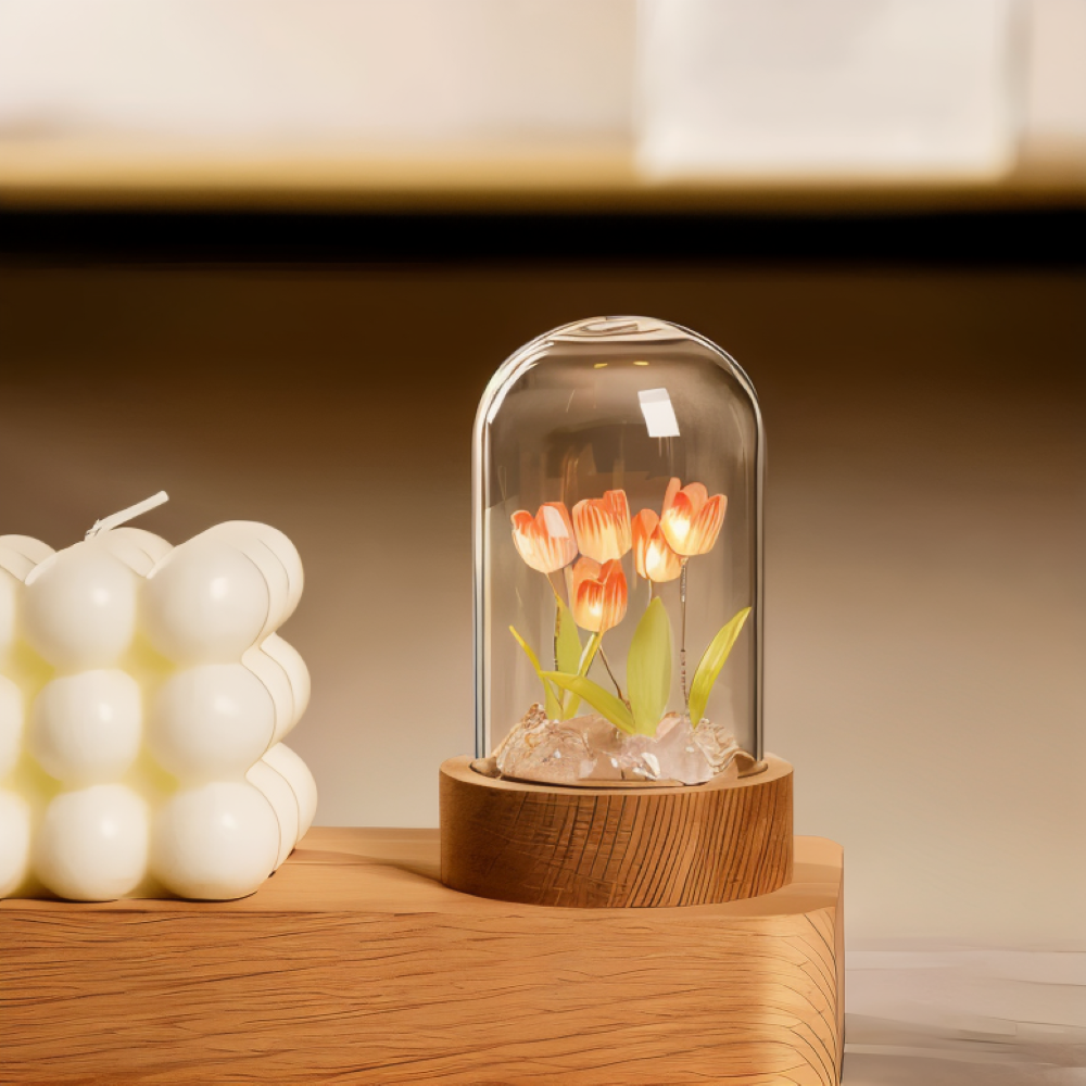 ArtifiTulip Tischlampe - Charmantes DIY LED Blumen Nachtlicht