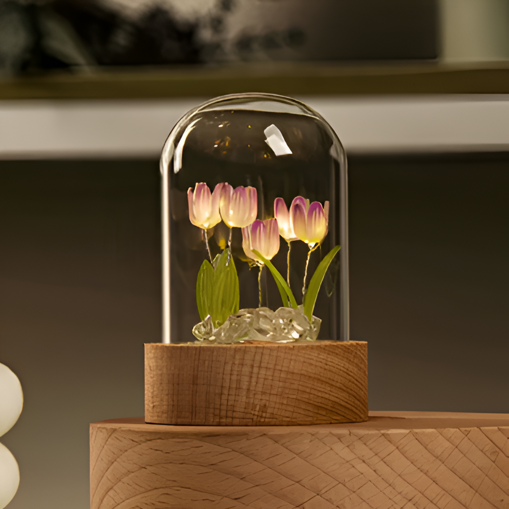ArtifiTulip Tischlampe - Charmantes DIY LED Blumen Nachtlicht