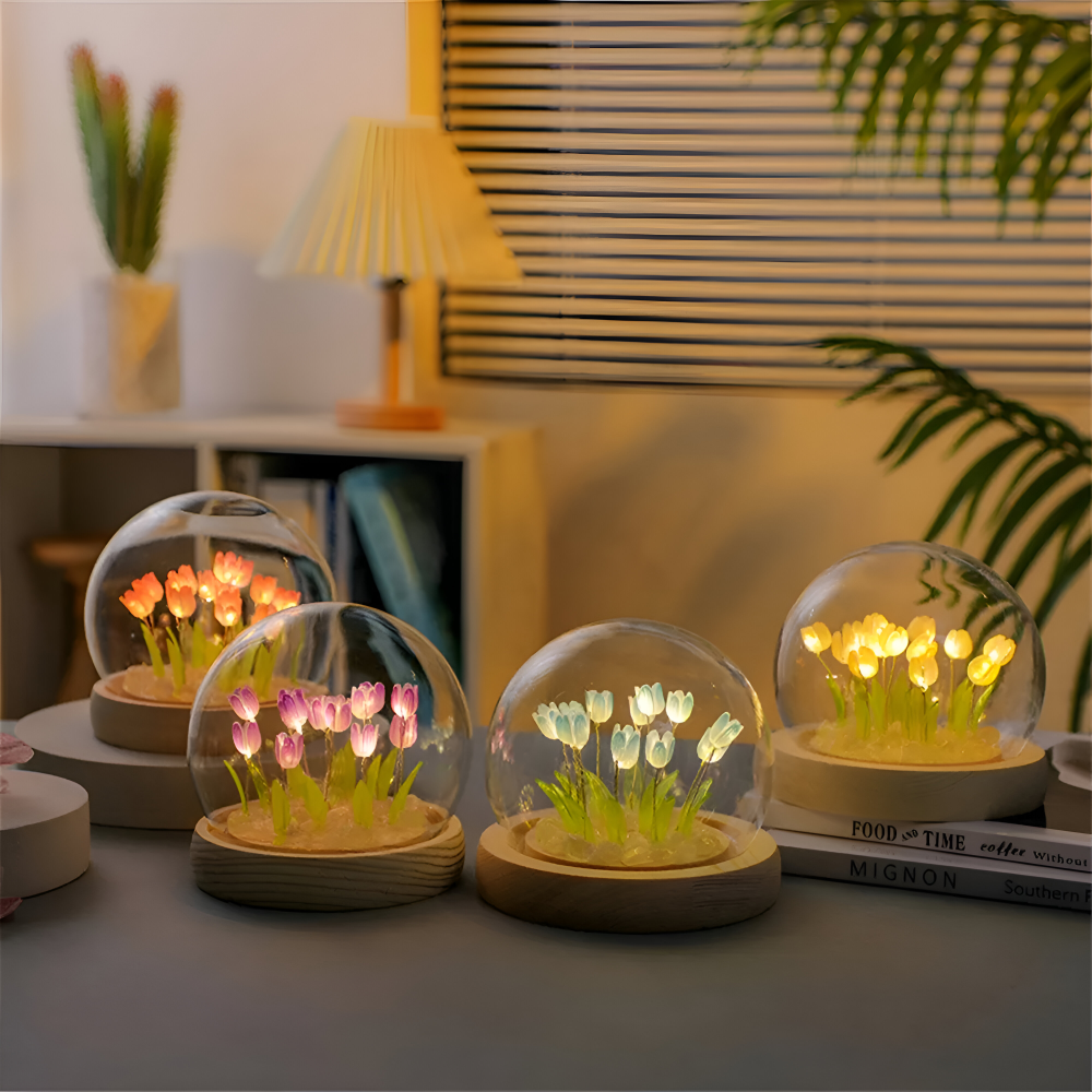 ArtifiTulip Tischlampe - Charmantes DIY LED Blumen Nachtlicht