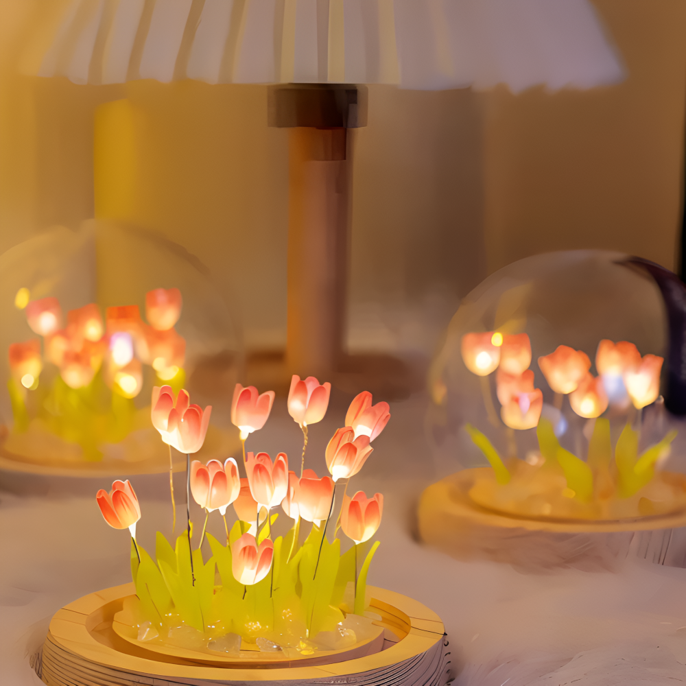 ArtifiTulip Tischlampe - Charmantes DIY LED Blumen Nachtlicht
