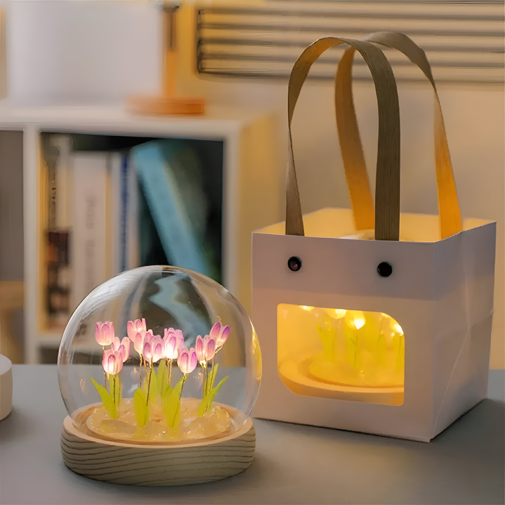 ArtifiTulip Tischlampe - Charmantes DIY LED Blumen Nachtlicht
