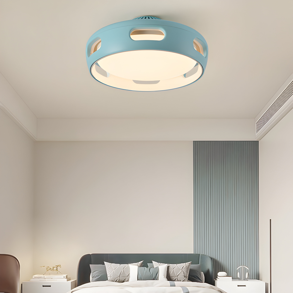 Künstlerische Runde Bladeless Acryl LED Deckenventilator Lichtanlage - Nordic Style Deckenlicht, Semi-Flush Mount Design