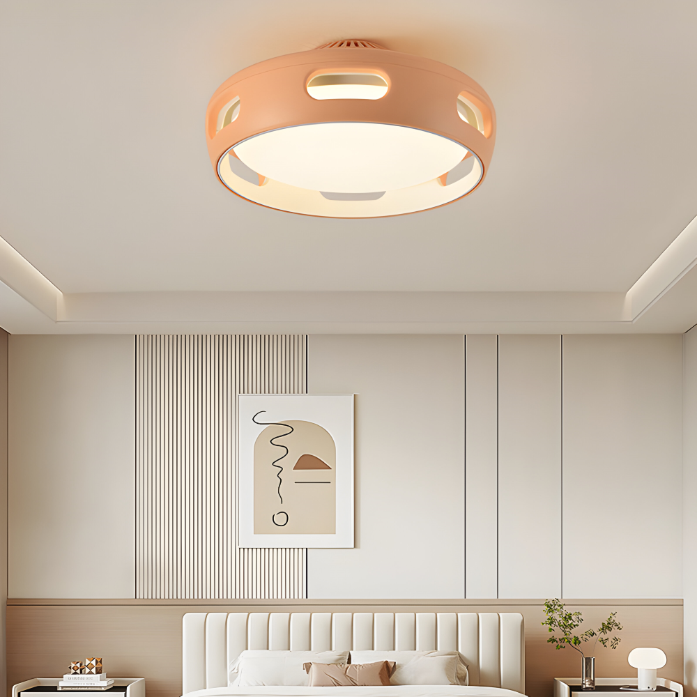 Künstlerische Runde Bladeless Acryl LED Deckenventilator Lichtanlage - Nordic Style Deckenlicht, Semi-Flush Mount Design