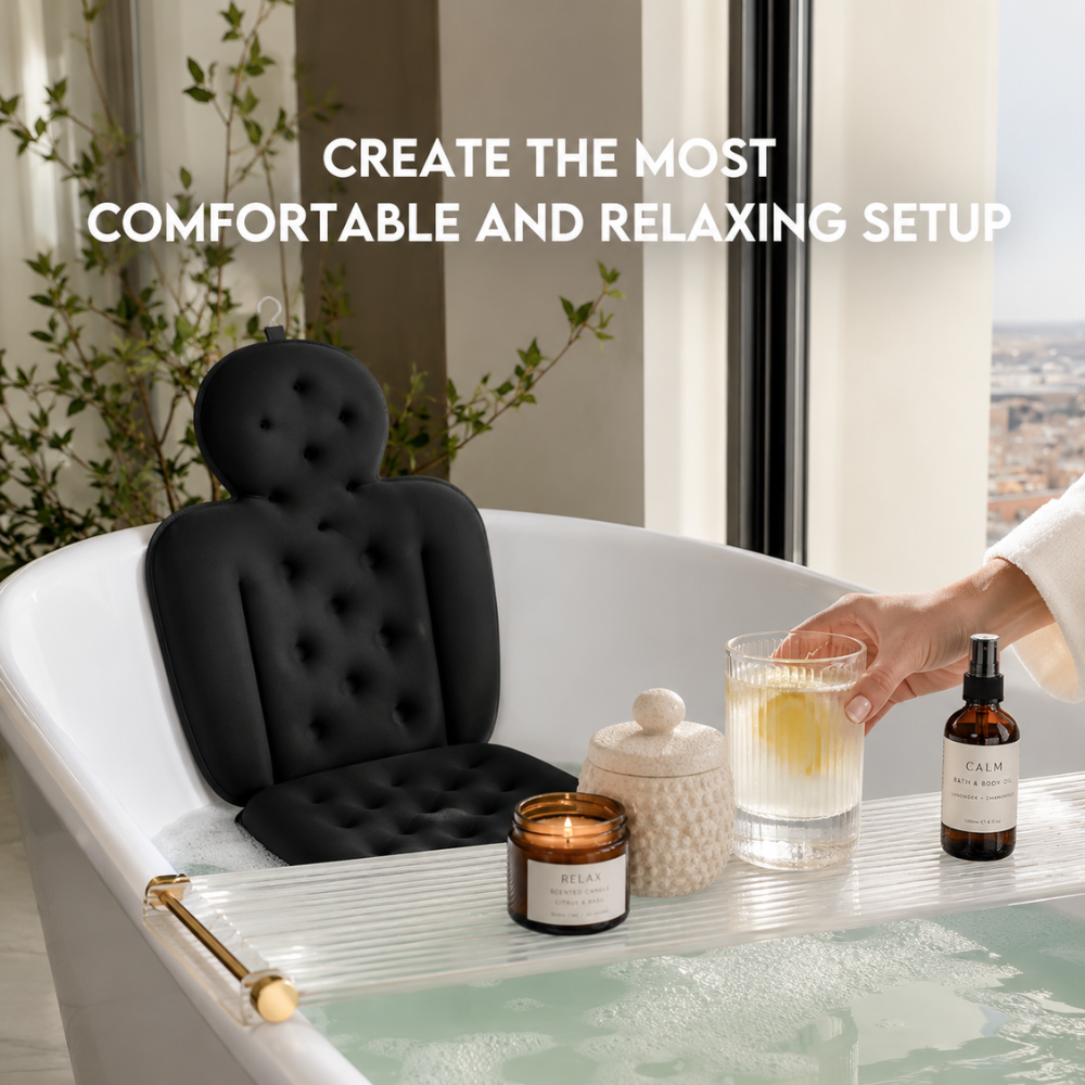 Badewannenkissen mit Nackenstütze – Ergonomisches Badepolster mit Armlehnen für Badewanne, Spa & Entspannung