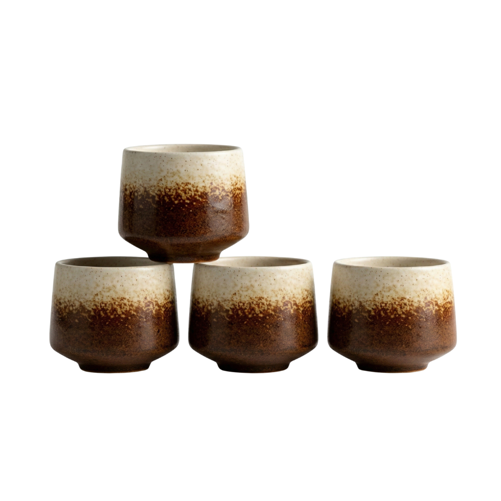 4er Set Handgefertigte Keramik Kaffeetassen mit Farbverlauf – 200ml Espressotassen, Hitzebeständig
