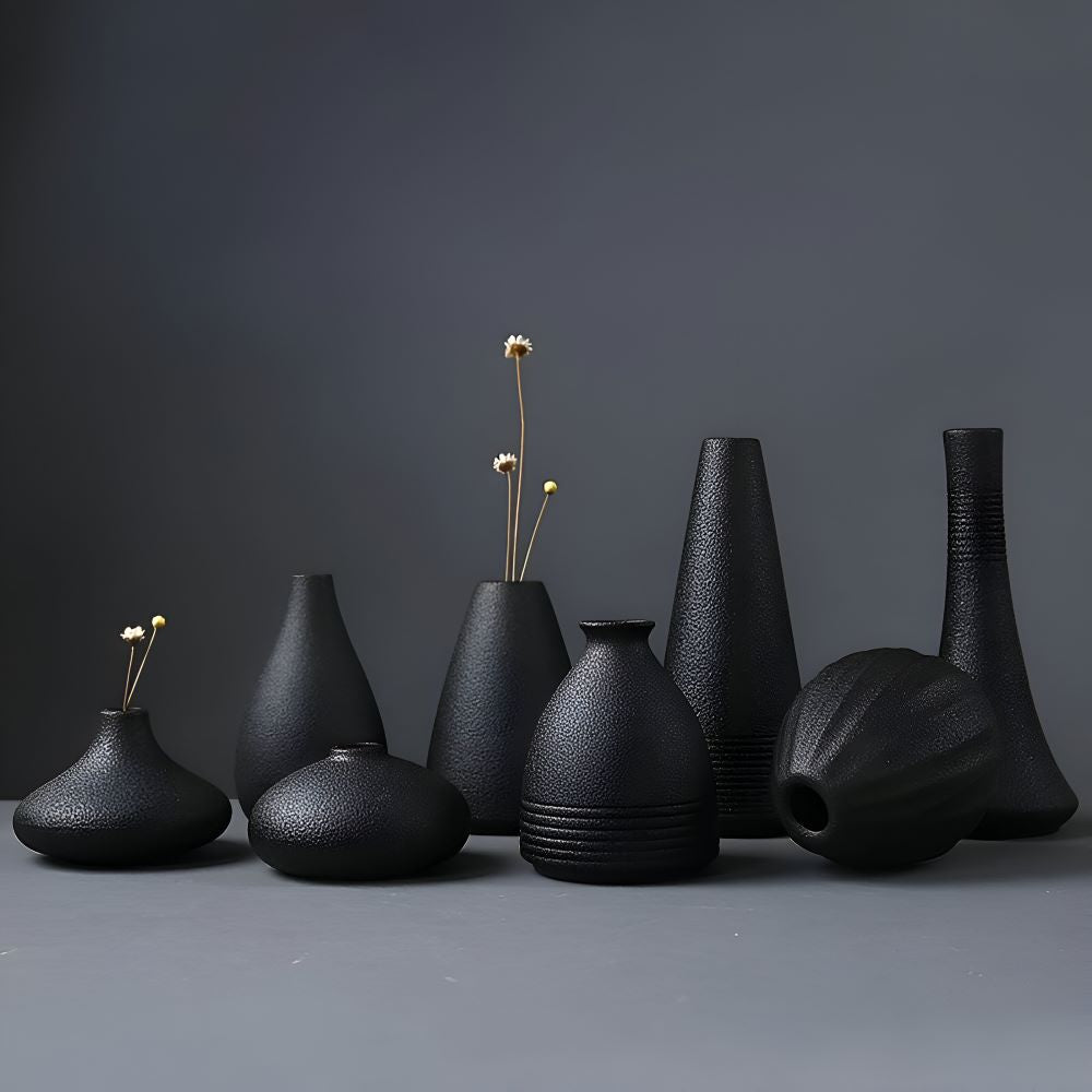 BlackCraft Vase - Ästhetisch Texturierte Keramikvasen für Blumen
