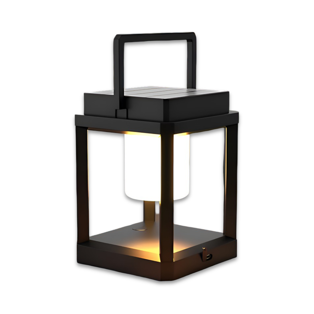 BlackQuad Laterne - Solar & USB Wiederaufladbare Gartenbeleuchtung - Tragbare Solarlampe Garten