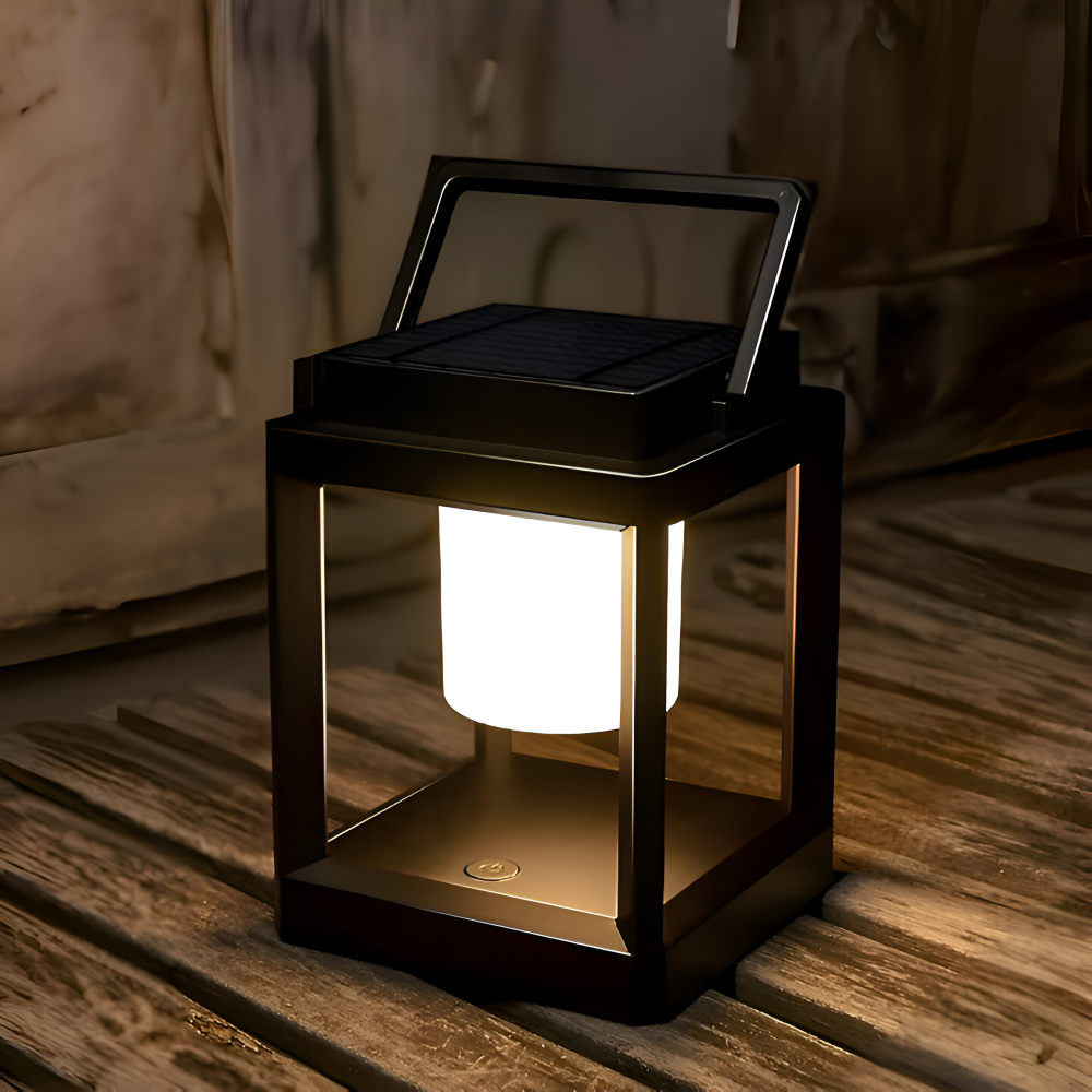 BlackQuad Laterne - Solar & USB Wiederaufladbare Gartenbeleuchtung - Tragbare Solarlampe Garten