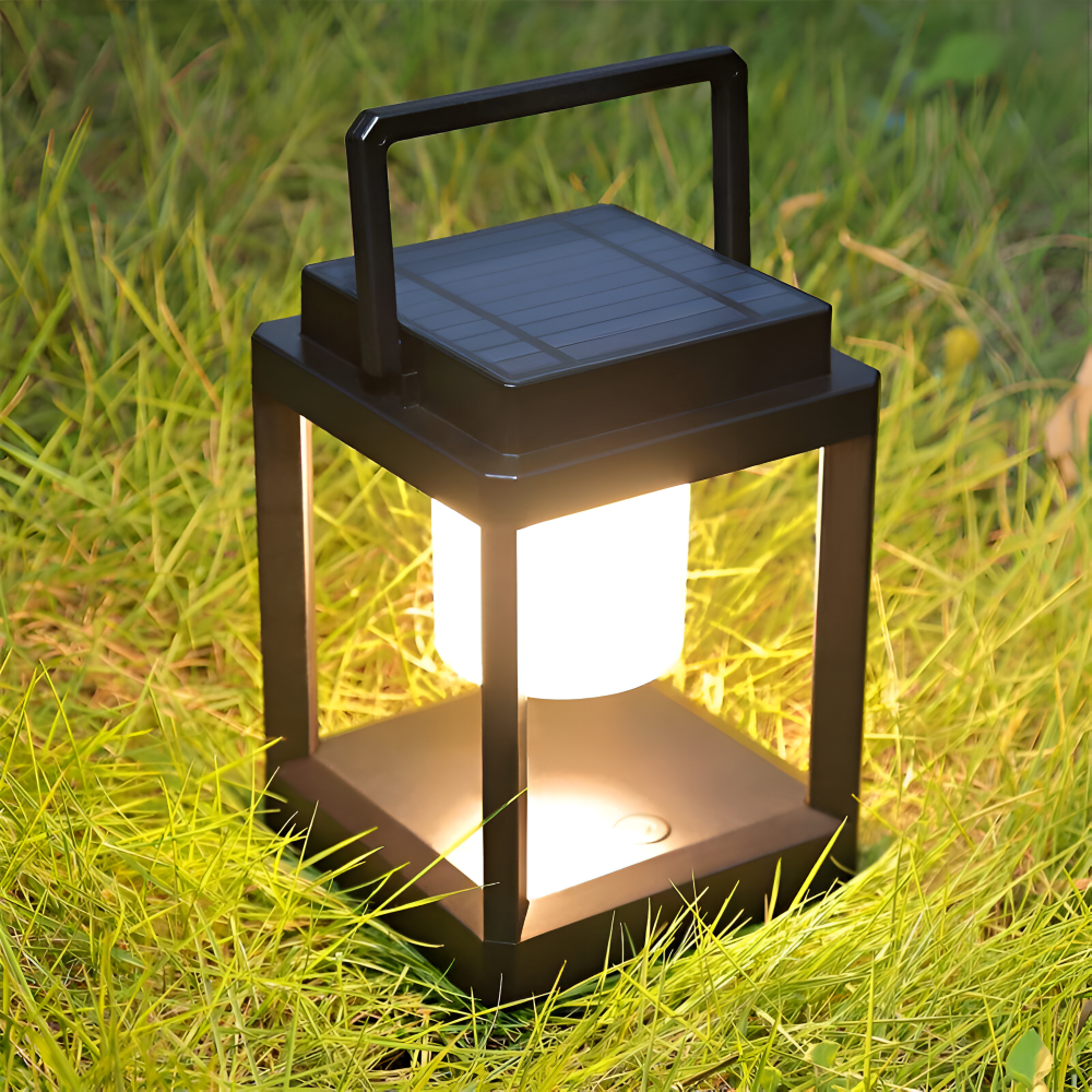BlackQuad Laterne - Solar & USB Wiederaufladbare Gartenbeleuchtung - Tragbare Solarlampe Garten