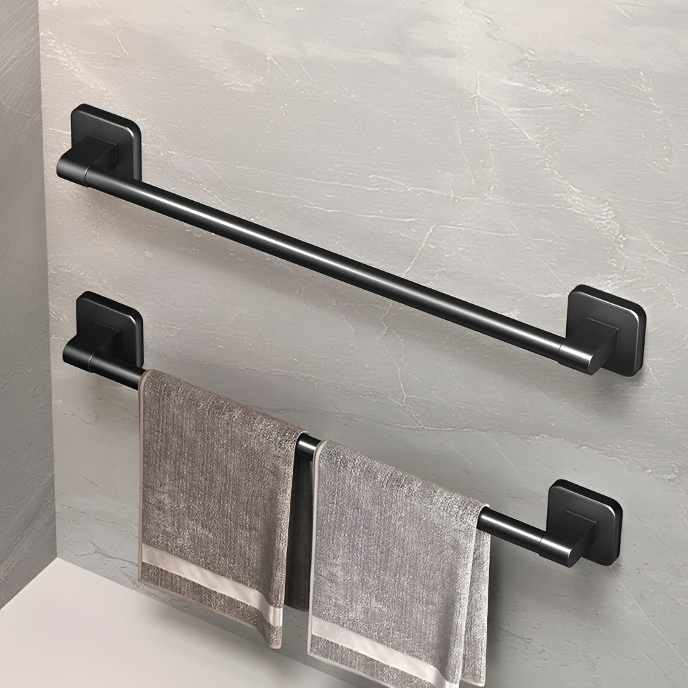 Schwarzer Handtuchhalter - Selbstklebend Aluminium Handtuchstange - 30/40/50cm