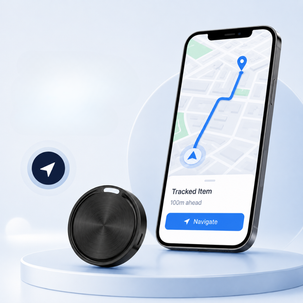 Bluetooth-Tracker für Android – Kompakter Smart Tag mit Google Find Hub, Tonalarm & langer Batterielaufzeit für Schlüssel, Tasche & Gepäck