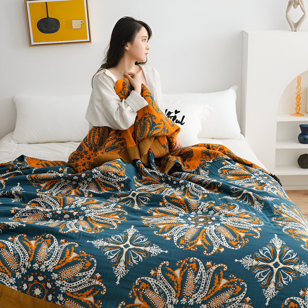 Bohem Plaid - Kunstvolle Geometrische Baumwoll Fleecedecke