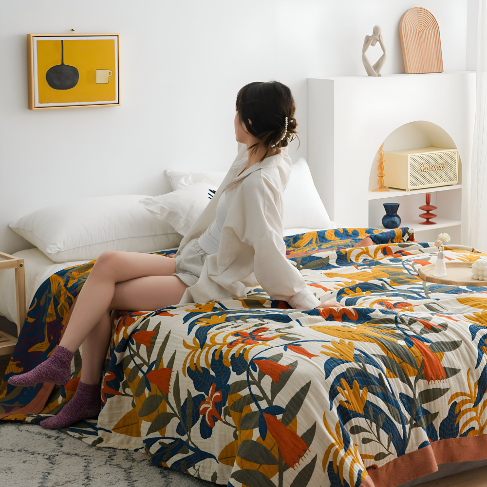 Bohem Plaid - Kunstvolle Geometrische Baumwoll Fleecedecke