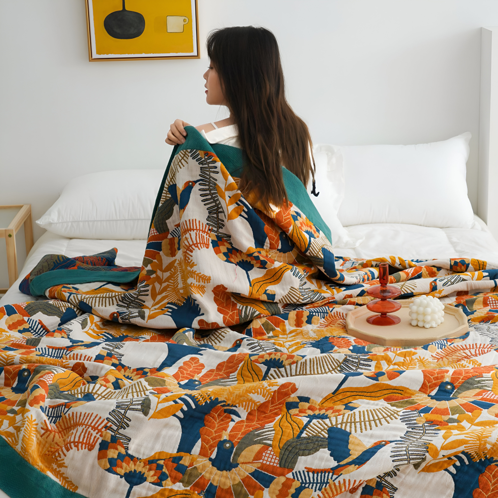 Bohem Plaid - Kunstvolle Geometrische Baumwoll Fleecedecke