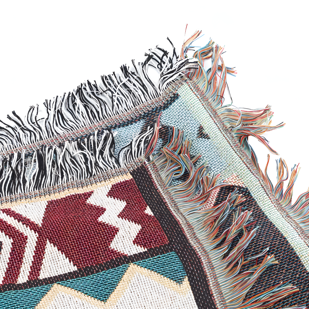 BohoFab Decke - Luxe Boho Blanket Throw - Geometrische Ethnic Tassel Tapestry Decke