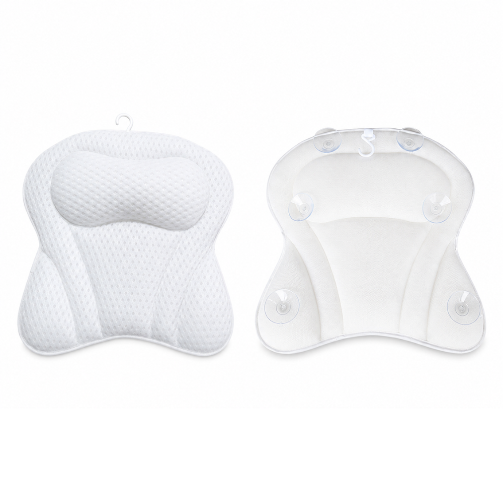 Badewannenkissen mit Nacken- und Rückenstütze – Ergonomisches Badekissen aus 4D-Air-Mesh mit 6 Saugnäpfen