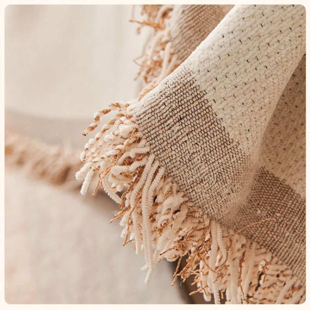 Boho Sofabezug Chenille – Rutschfeste Sofadecke mit Fransen für Couch, Sofa & Wohnzimmer