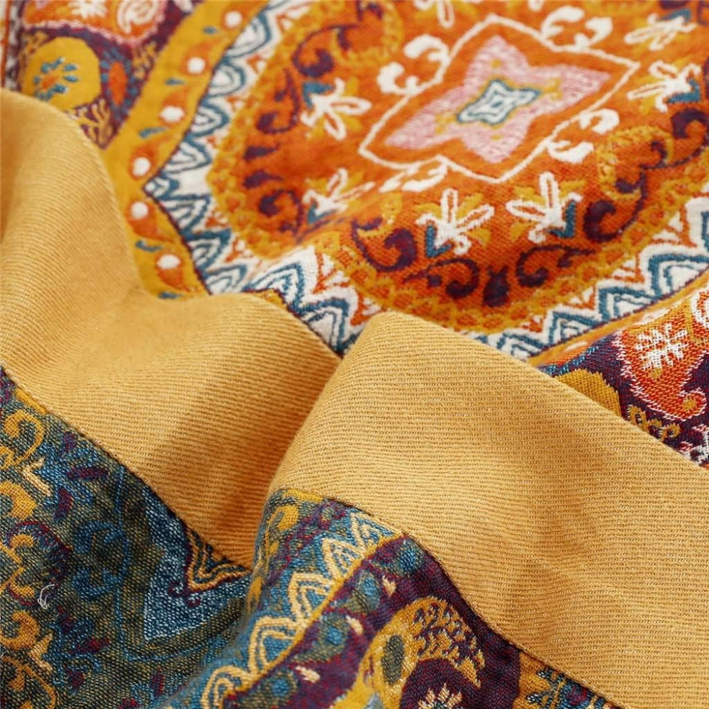 Boho Wendedecke Atmungsaktiv – Bunte Überwurfdecke mit Paisley Muster für Sofa, Bett & Wohnzimmer