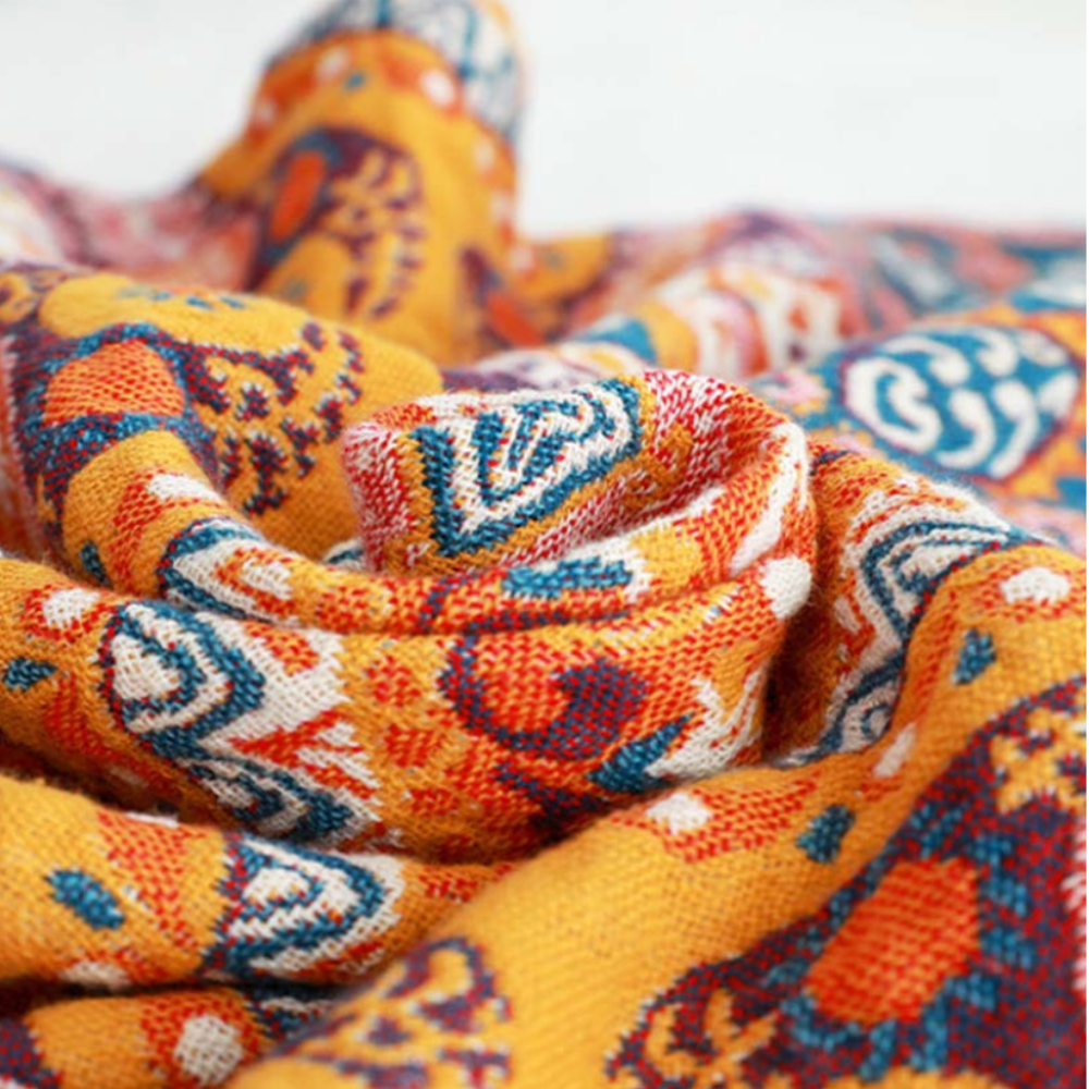 Boho Wendedecke Atmungsaktiv – Bunte Überwurfdecke mit Paisley Muster für Sofa, Bett & Wohnzimmer