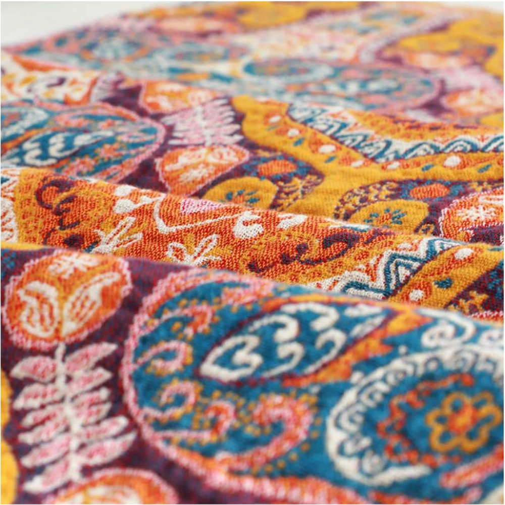 Boho Wendedecke Atmungsaktiv – Bunte Überwurfdecke mit Paisley Muster für Sofa, Bett & Wohnzimmer