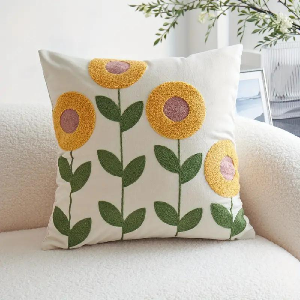 Botanical Kissenbezug - Weiche Mikrofaser Baumwolle in Gelb für Sofas und Sessel 0