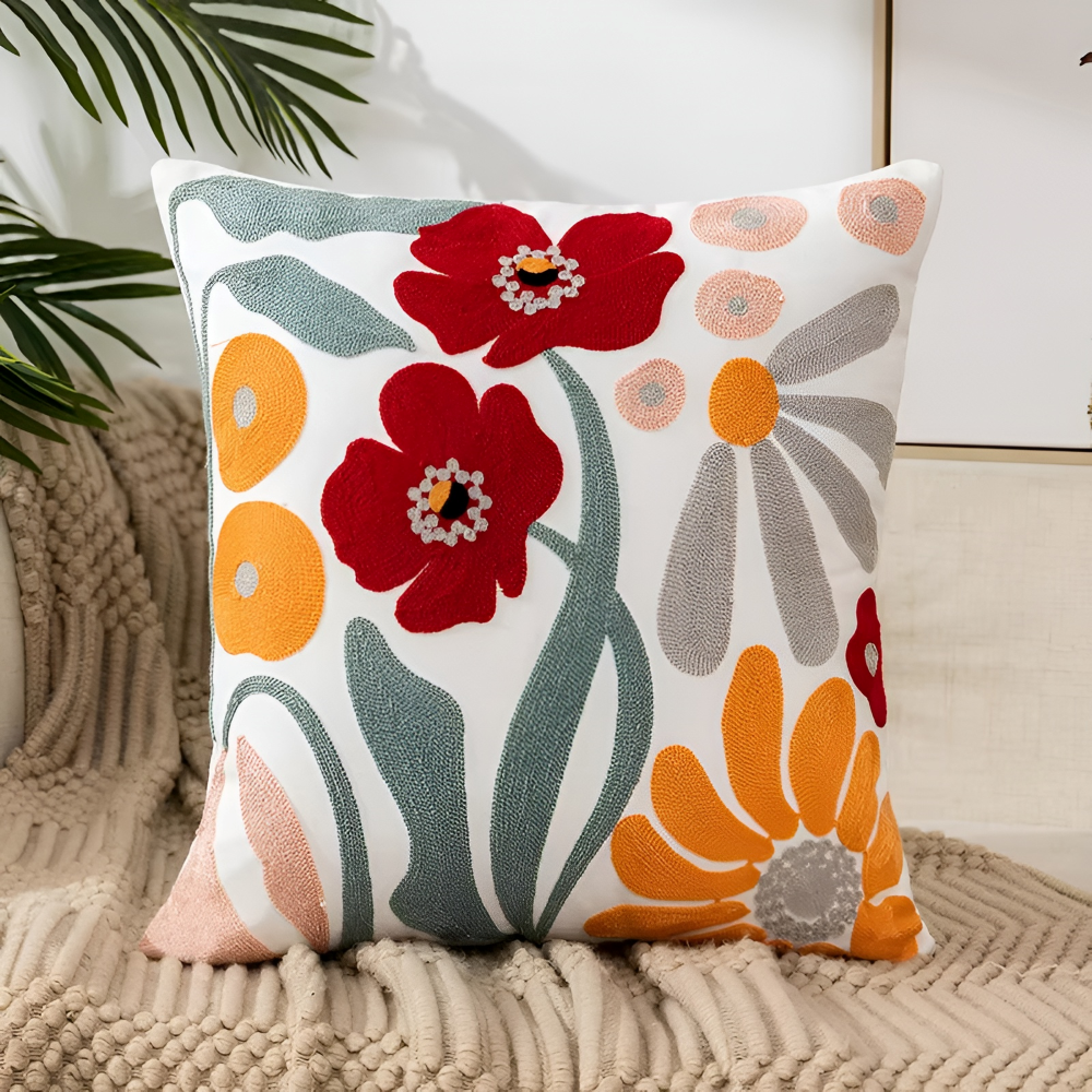 Botanical Kissenbezug - Weiche Mikrofaser Baumwolle in Gelb für Sofas und Sessel