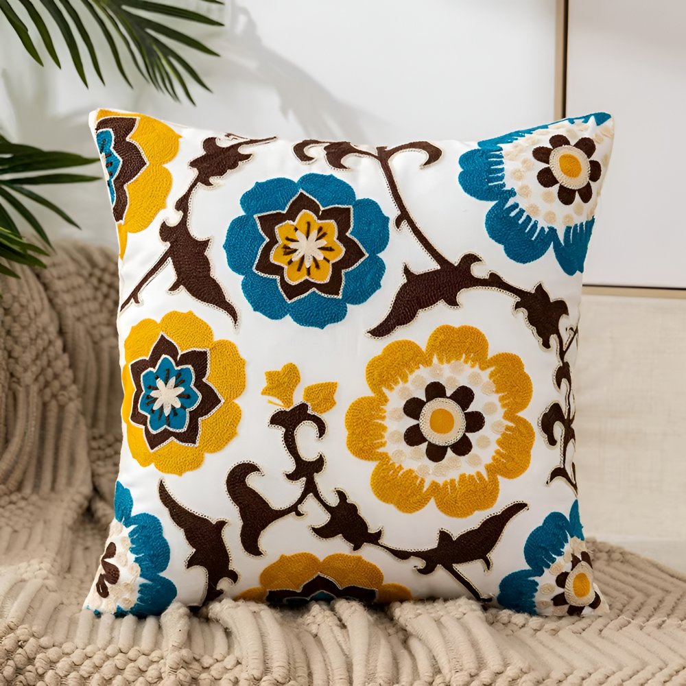 Botanical Kissenbezug - Weiche Mikrofaser Baumwolle in Gelb für Sofas und Sessel