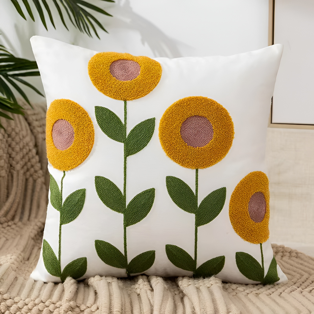 Botanical Kissenbezug - Weiche Mikrofaser Baumwolle in Gelb für Sofas und Sessel